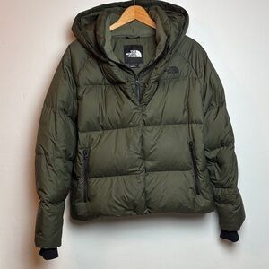 The North Face Dealio Down Hooded Women’s 550 Short Puffer Jacket Zip Snap Large